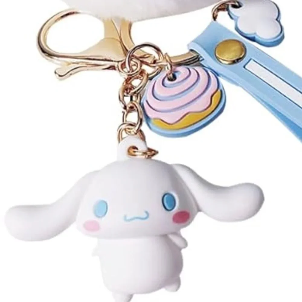 HK Inspired Cinnamoroll  Pom Pom Keychain Bag Pendant Keyring Jewelry NWOT